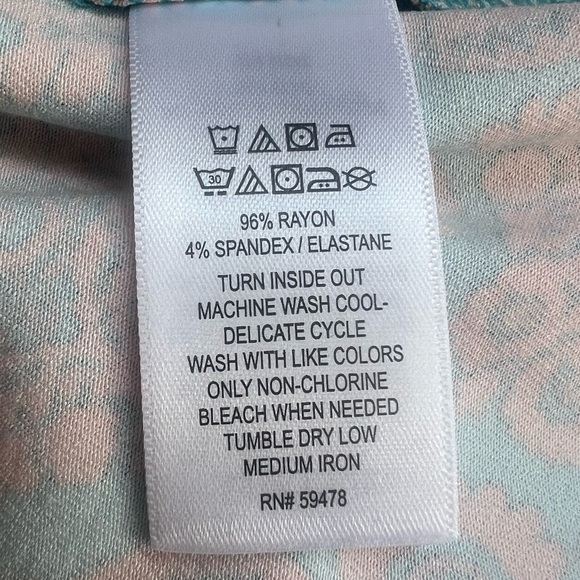 Sigrid Olsen Summer Dress Racerback Teal & Coral Light Beach Cruise Size Large - Picture 9 of 11